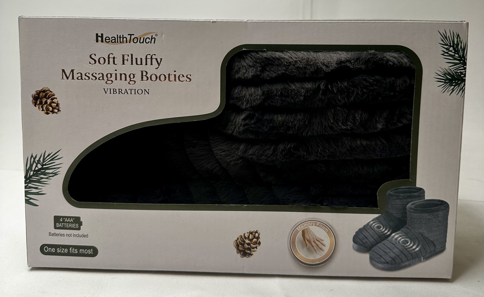 HealthTouch Soft Fluffy Massaging Booties with Vibration Color Grey One Size Fit