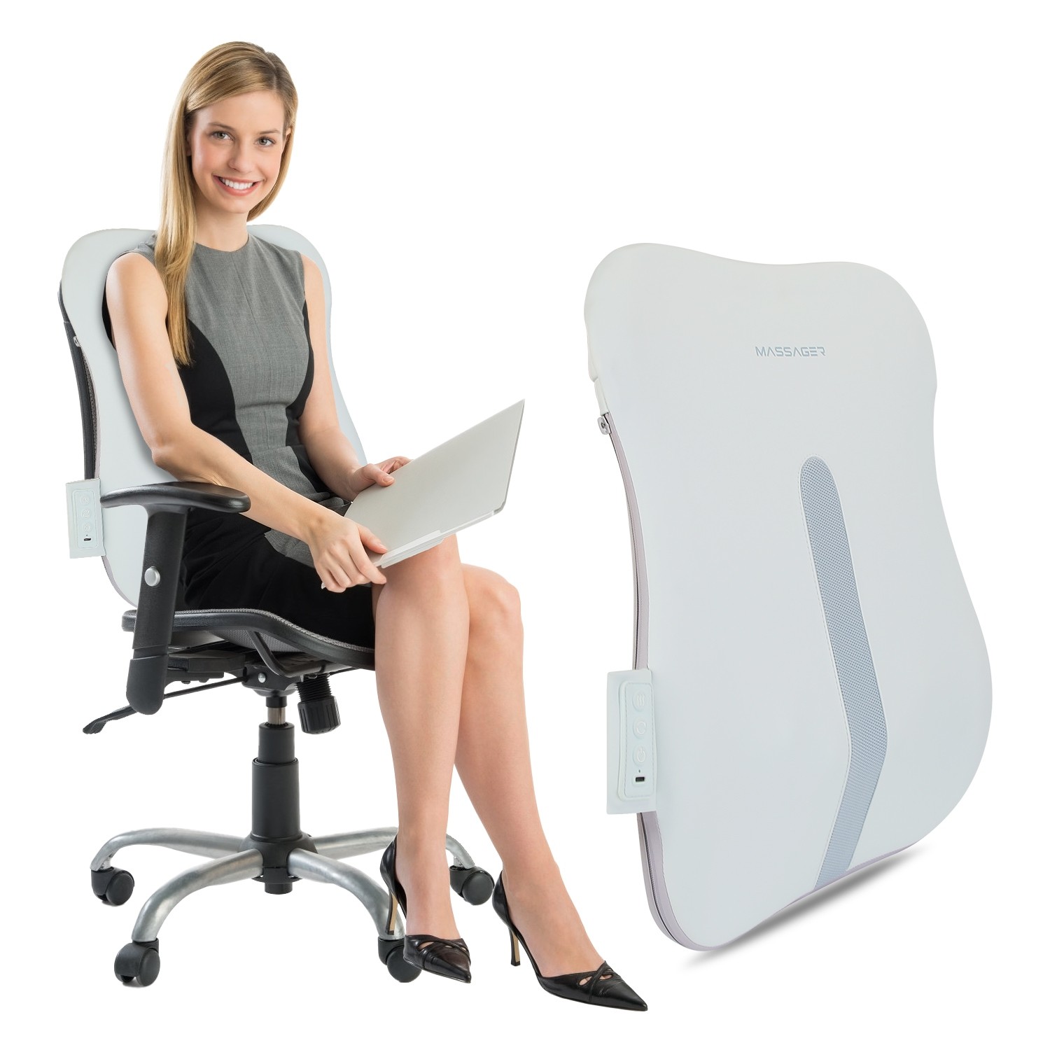 Heated Back Massager USB Rechargeable Electric Massage Cushion for Home Office