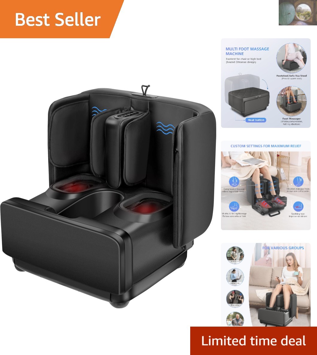 Portable Shiatsu Foot Massager with Heat – Ultimate Relief for Feet & Calves