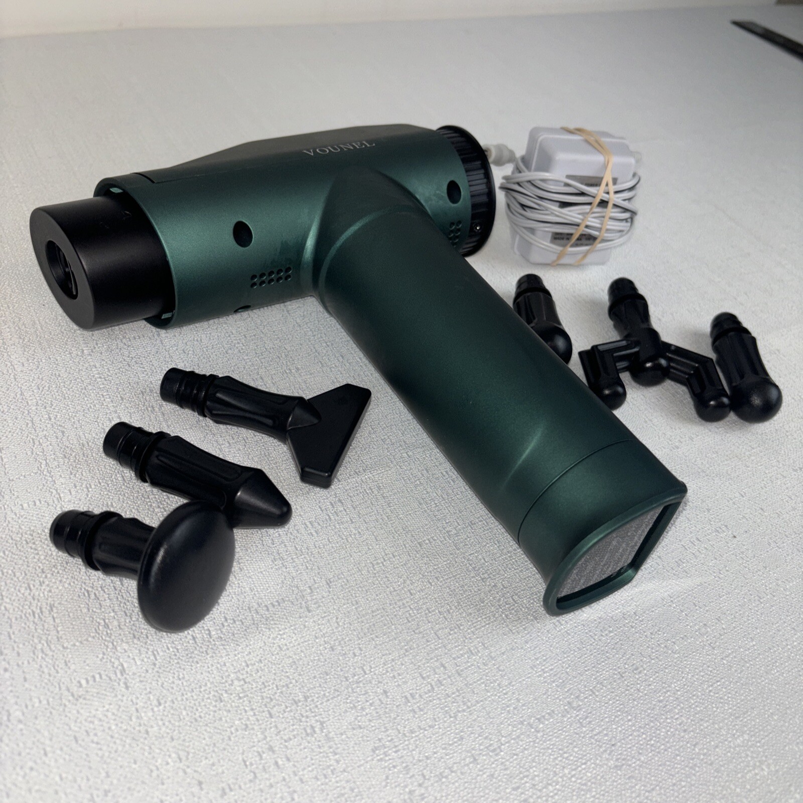 Vounel Fascia Gun Percussion Massager Unisex OS Green Excellent 5323 6 Heads