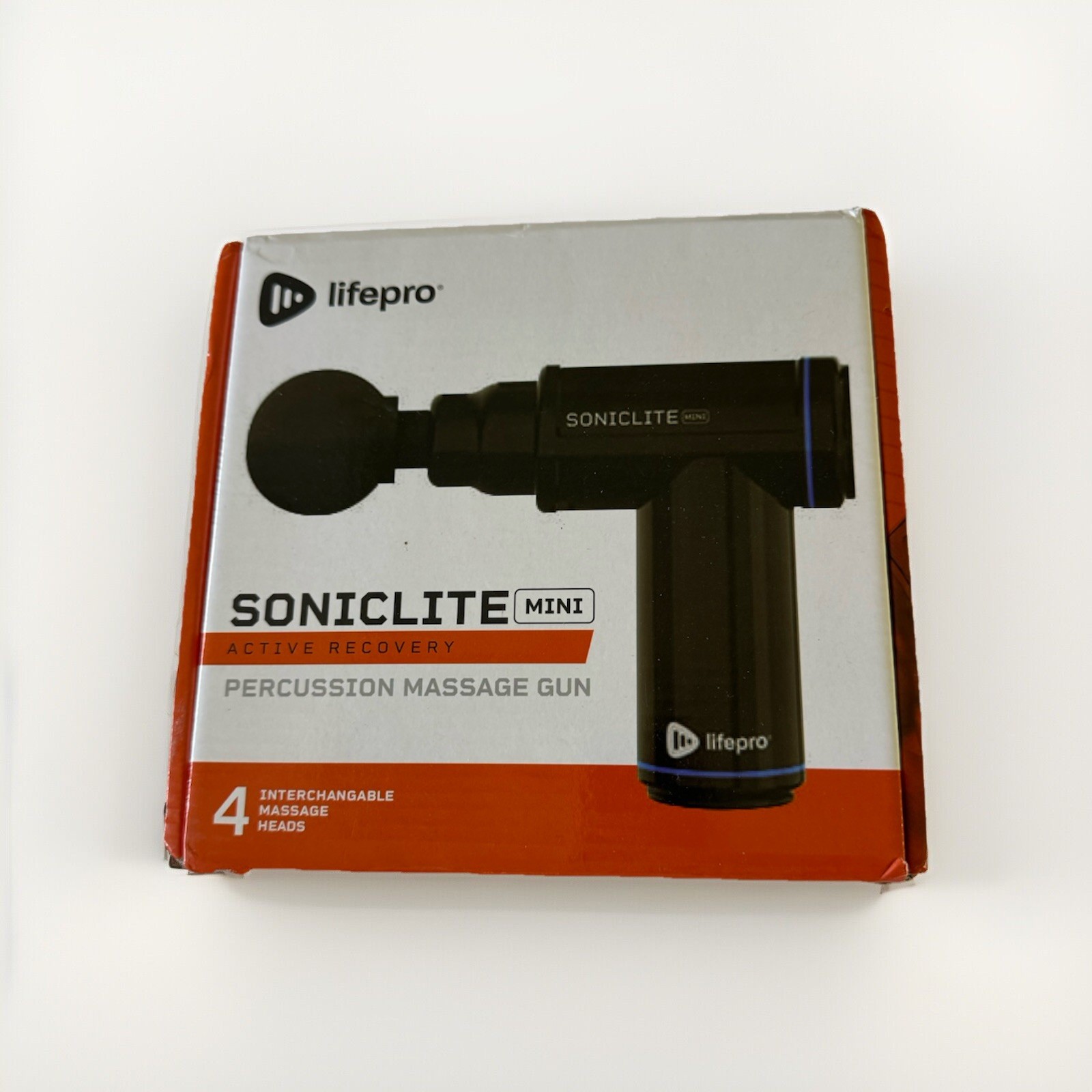 LifePro Sonic lite Mini Percussion Massage Gun W/ 4 Interchangeable Heads
