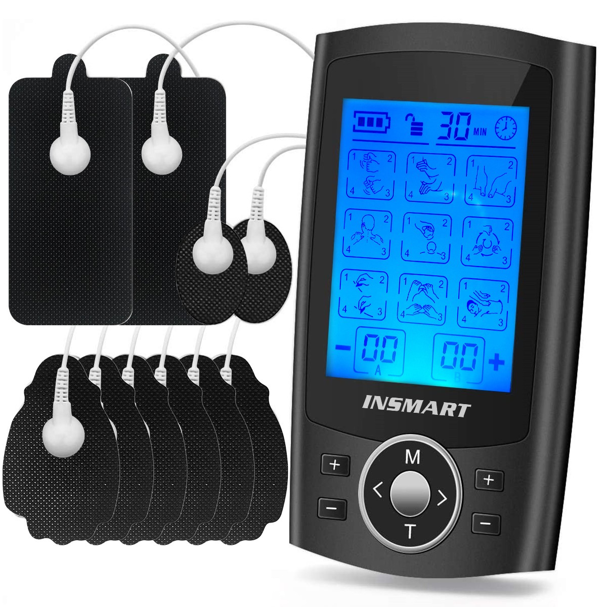INSMART TENS Unit Rechargeable Muscle Stimulator, Dual Channel, 36 Modes, 20