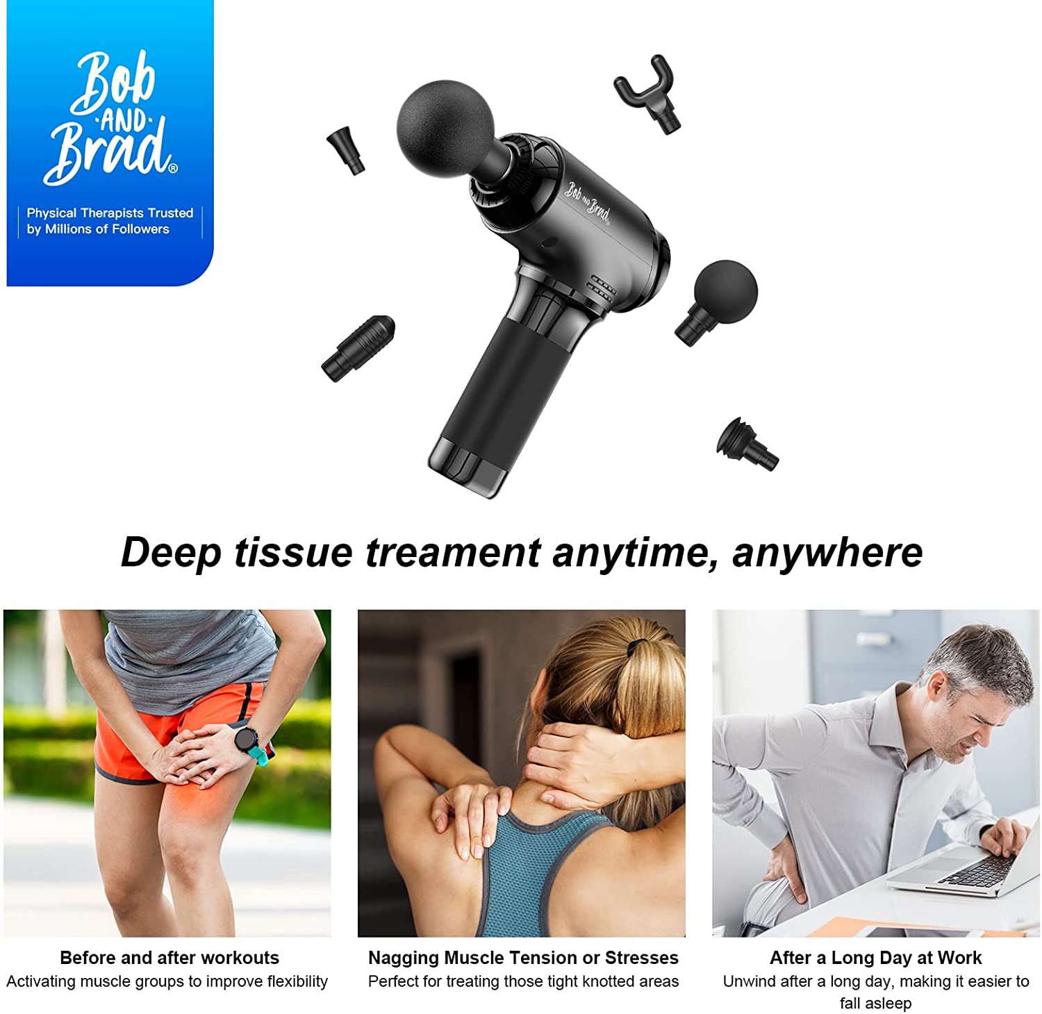 Bob and Brad T2 Massage Gun Percussion Deep Tissu Muscle Massage Gun Body Relief