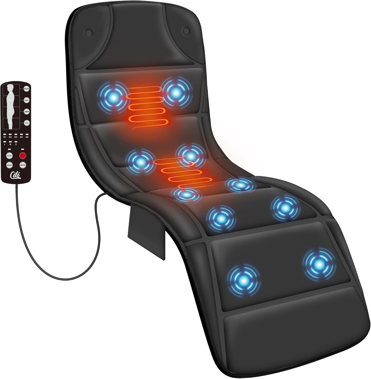 Multi-Functional Full Body Massage Mat with Heating & 3 Intensity Levels – Black