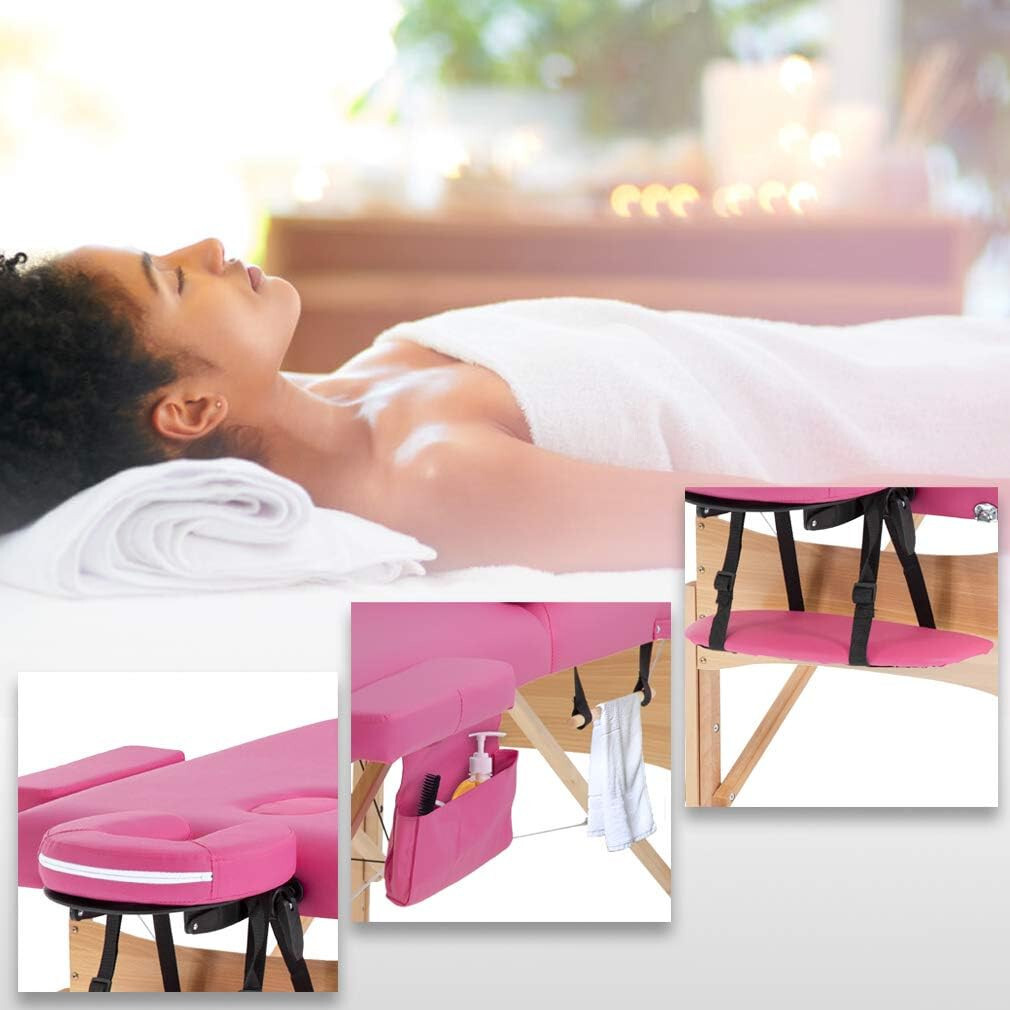 Massage Table Protable Massage Bed 28 in Wide Fold Lash Bed Heigh Spa Table,Pink