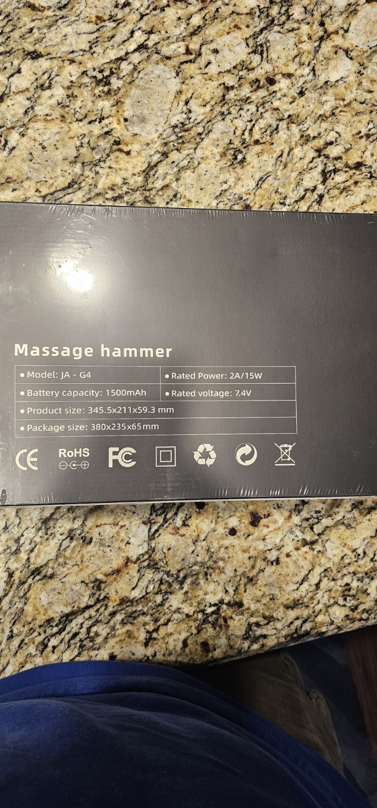 CUTESLIVING Massage Hammer JA-G4 Black Battery High-Frequency Percussion 4 Heads