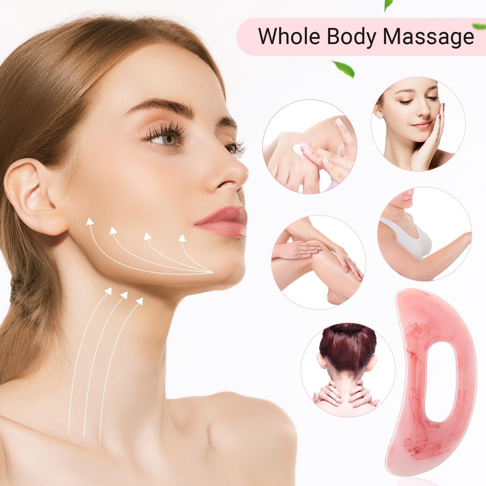 5 Pcs Gua Sha Facial Tools Set for Face Back Neck Leg Body Scraping