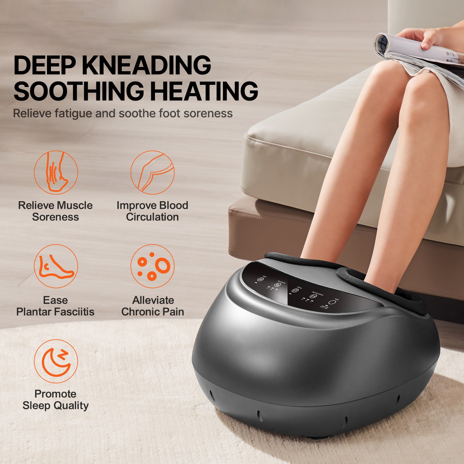 Shiatsu Foot Massager Heated Deep Kneading Feet Massager for Pain Relief
