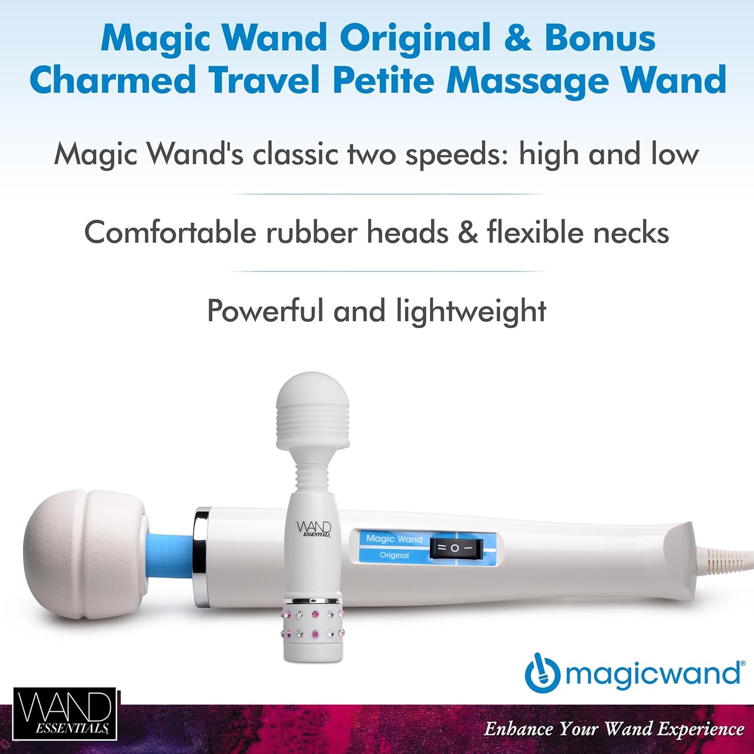 Wand Essentials Handheld Massager with Mini Travel Massager for Women and Men, C