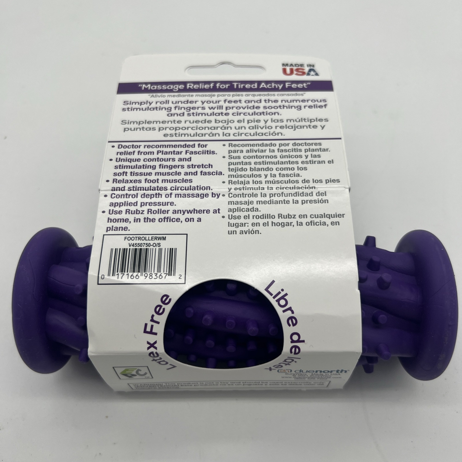 New DueNorth Rubz Foot Massager Plantar Fasciitis Purple Latex Free FreeS&H