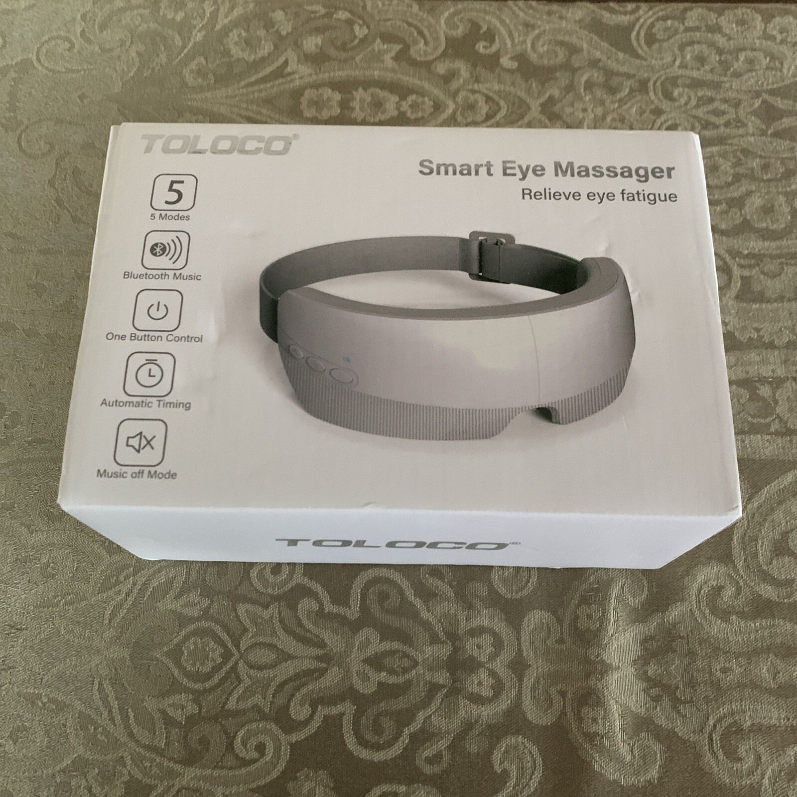 TOLOCO TL-EM08 Gray White USB Bluetooth Music Smart Eye Massager With Heat