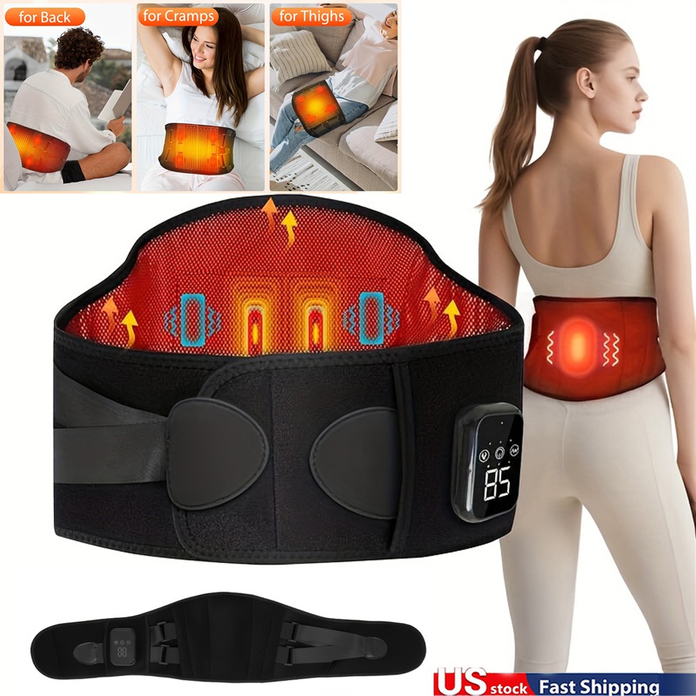 Lower Back Massager Electric for Pain Relief Heated Vibration Waist Lumbar Belt