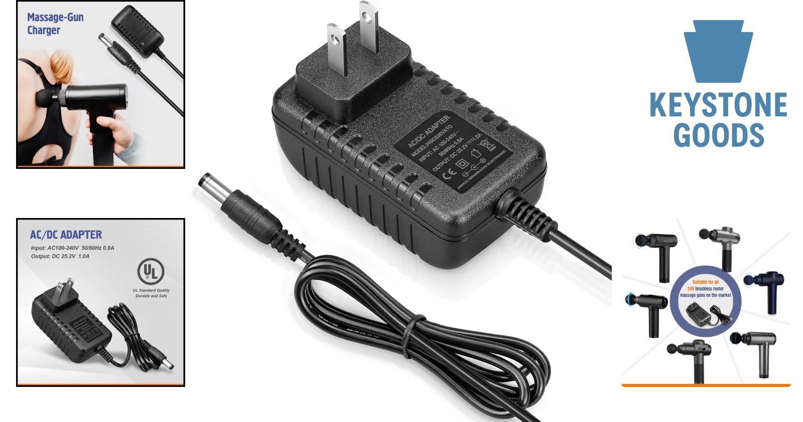24V Massage Gun Charger with Magnetic Connection for All 24V Massage Devices