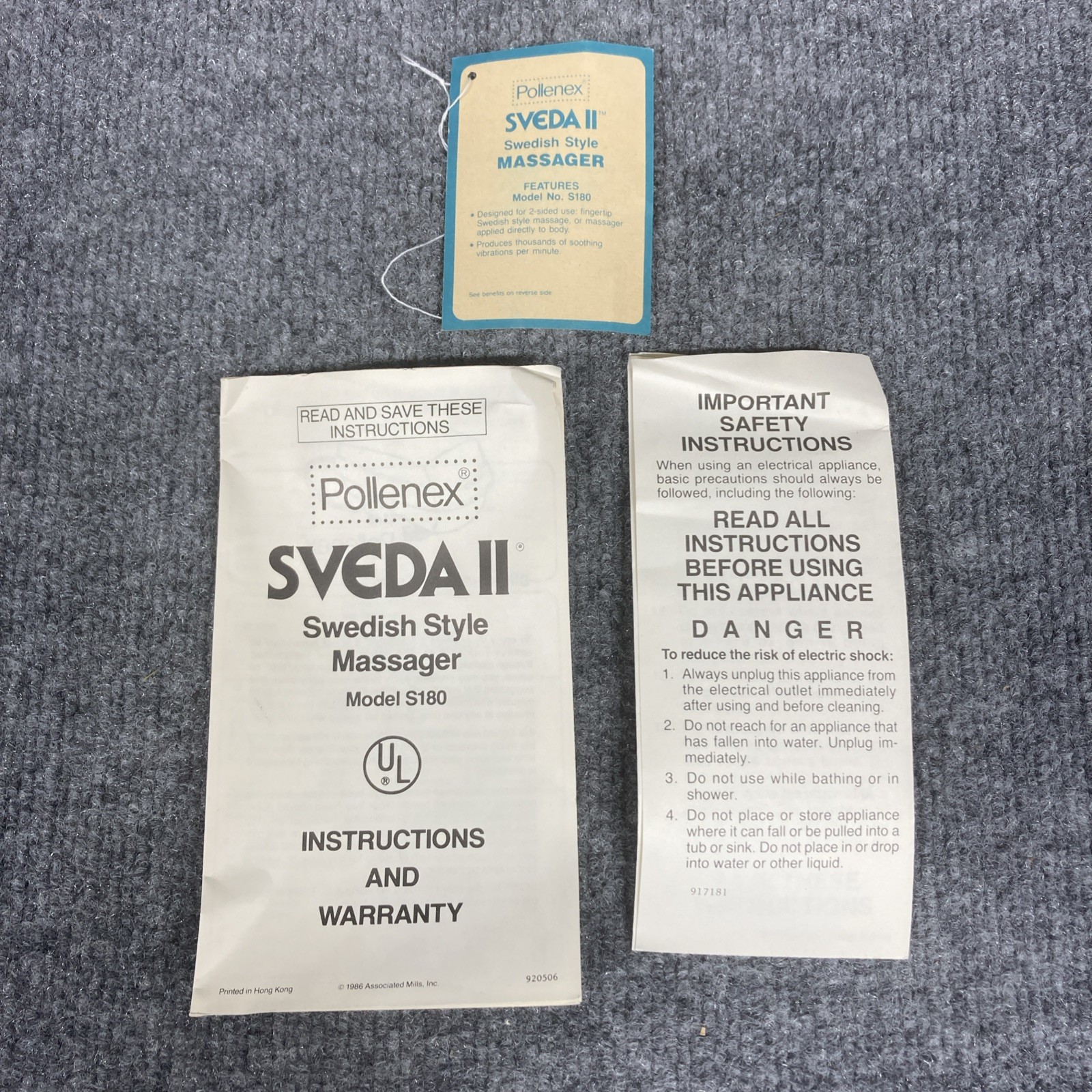 1986 Vintage Pollenex Sveda II Swedish Style Massager Model S-180 Works Great