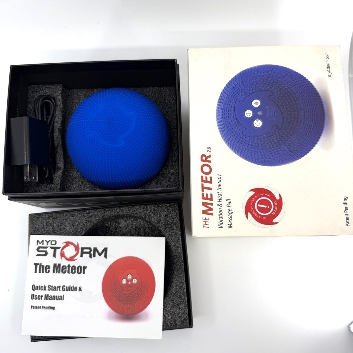MyoStorm Meteor 2.0 Vibration & Heat Therapy Massage Ball Blue New Open Box