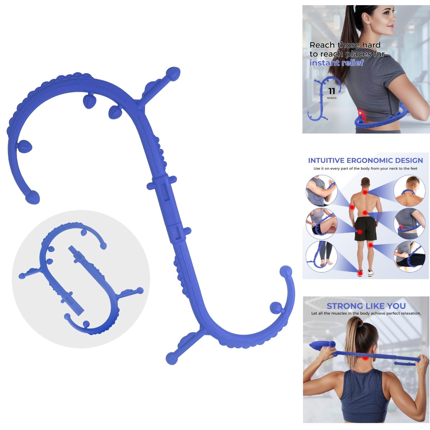 Massage Stick Handheld Trigger Point Back Neck Massager Deep Tissue Self Tool