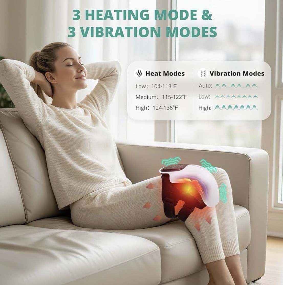 Medcursor Knee Massager, Cordless Heated Knee Massager with 3 Heating Levels,…