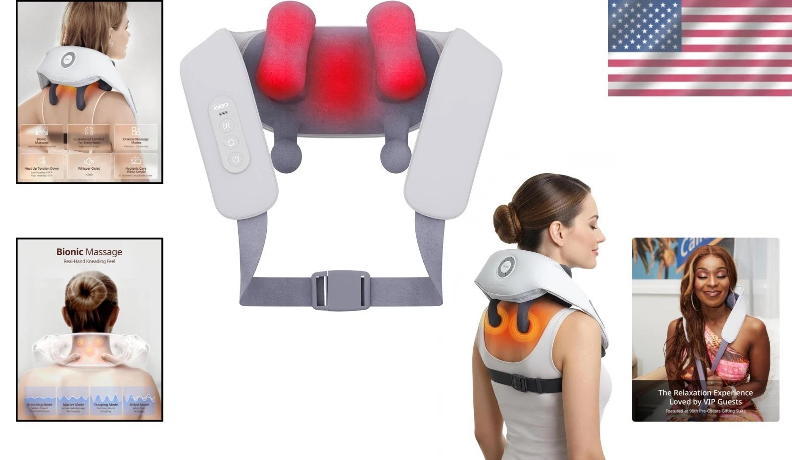 Shiatsu Neck Massager w/ Heat, Cordless Deep Tissue Kneading, 4 Modes, 150 Mi…