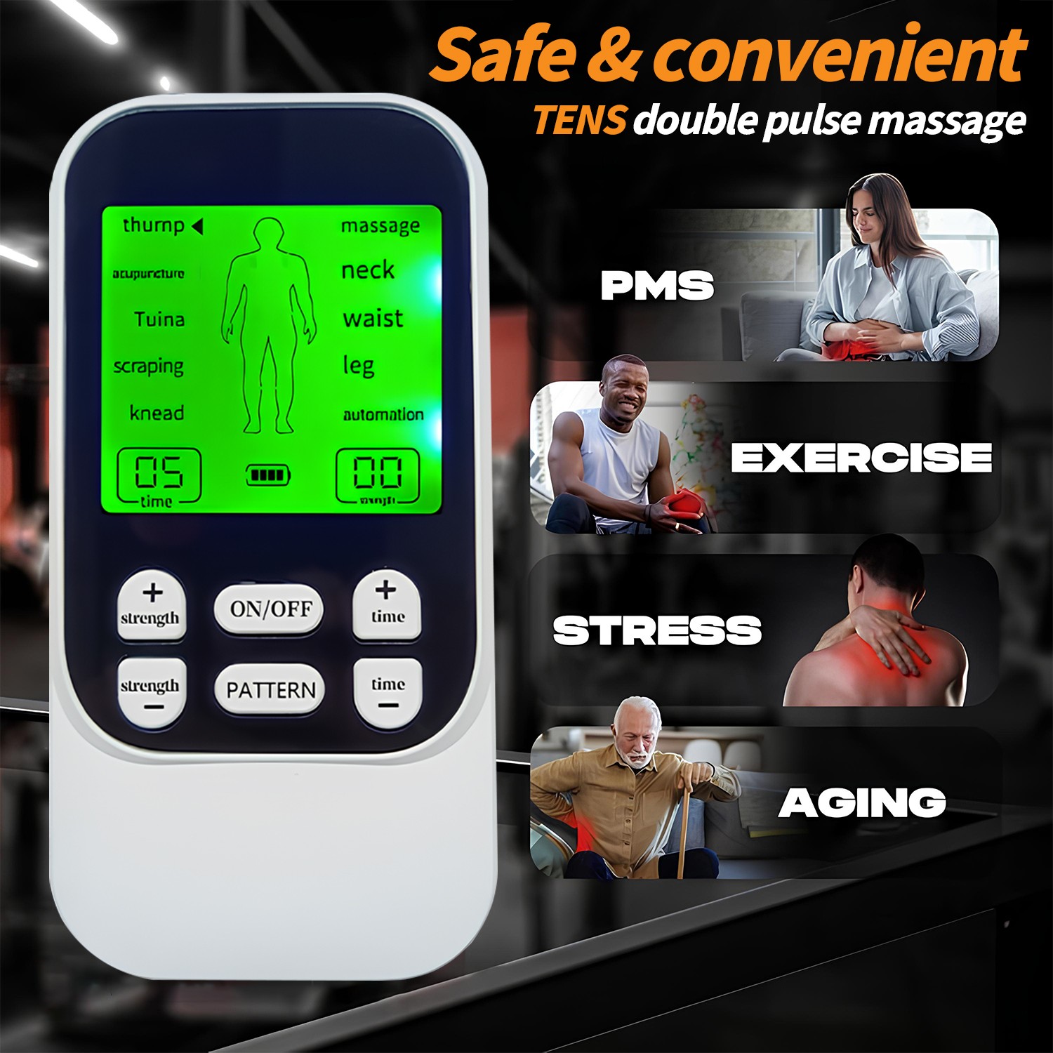 TENS Unit Muscle Stimulator EMS Pulse Massager Rechargeable Machine Pain Relief