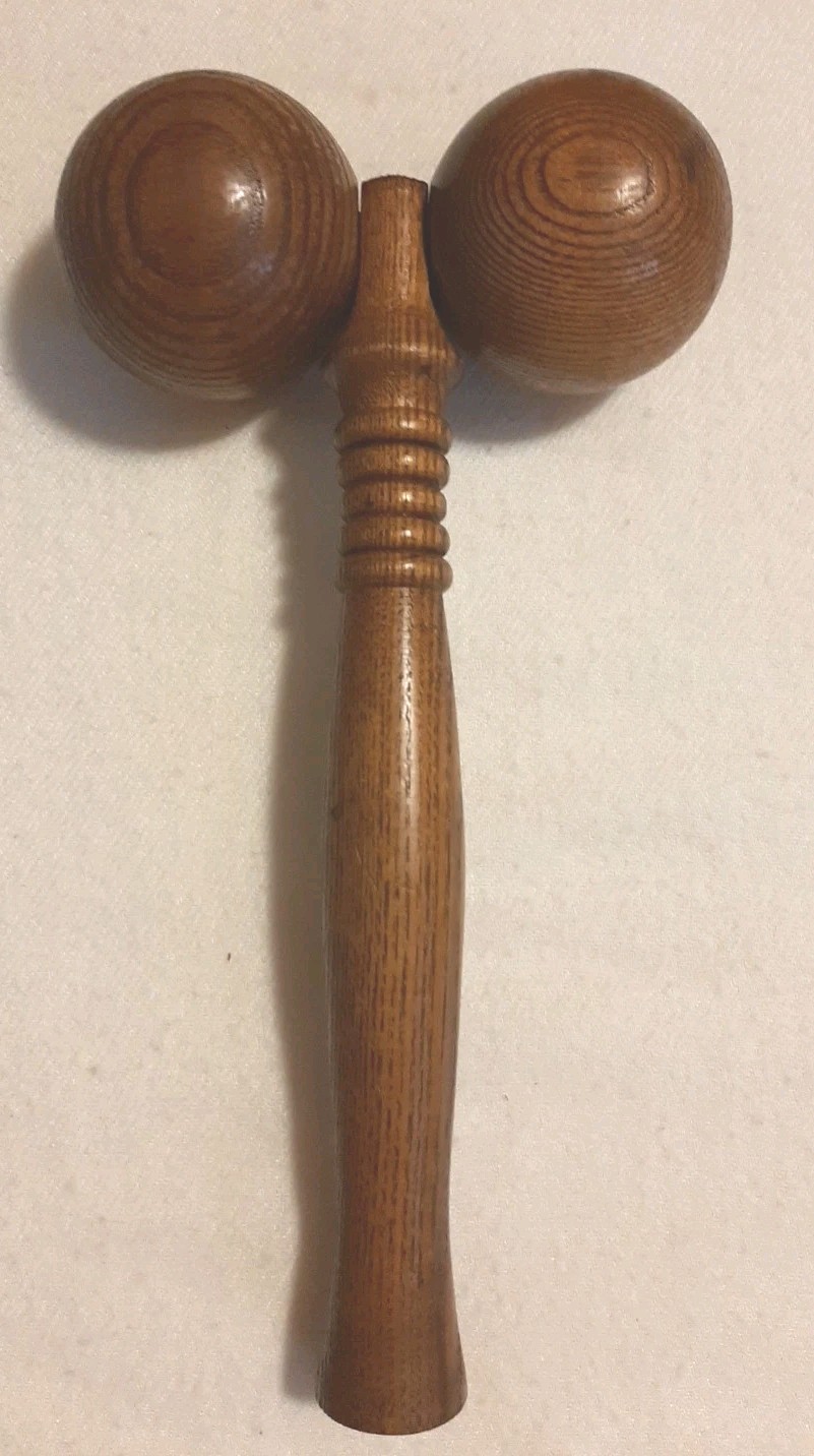 SOLID OAK WOOD BACK ROLLER MASSAGER 9 in Handle FULL BODY MUSCLE BACK FOOT LEG