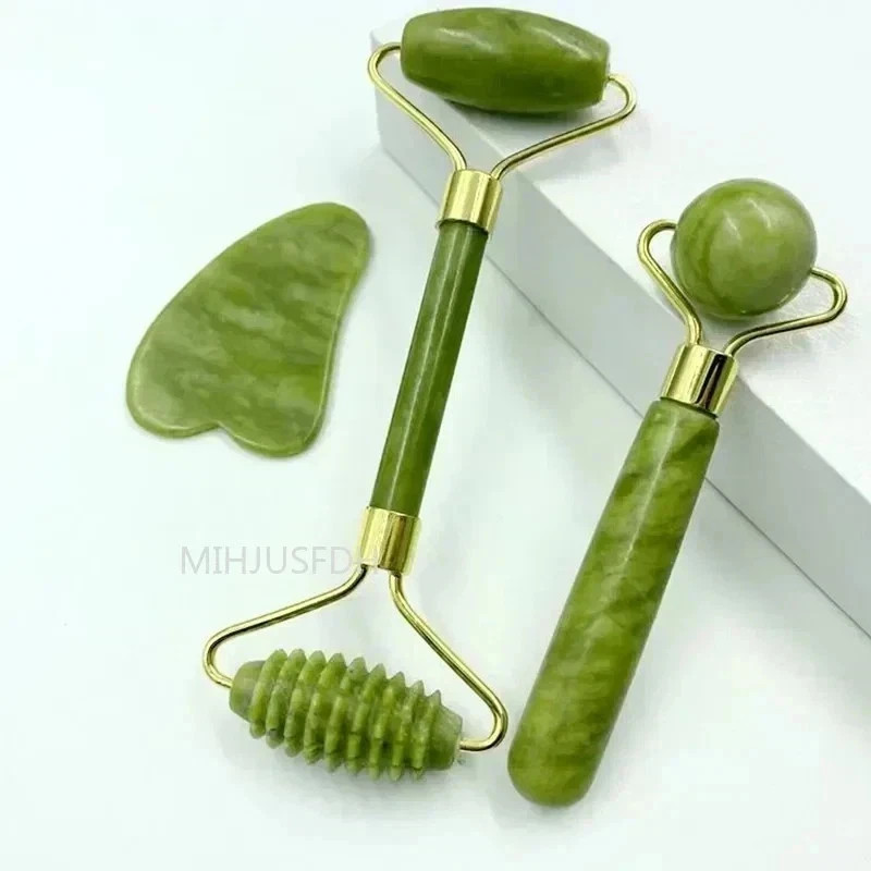 3 Pcs Jade Roller Gua Sha Set-Shaped Comb, Manual Beauty Tools for Face**