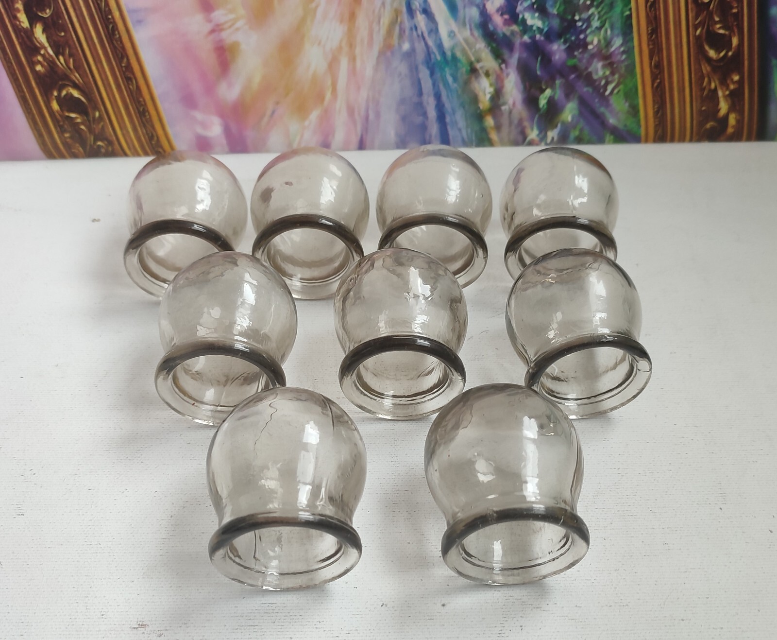 Vintage USSR Soviet 9 pcs Health Medical Massage Jars Glass Fire Cupping Cups !