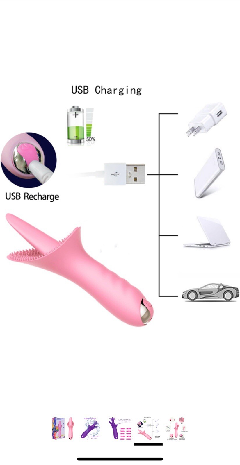 Vibrating Cunnilingus Massager, Pink