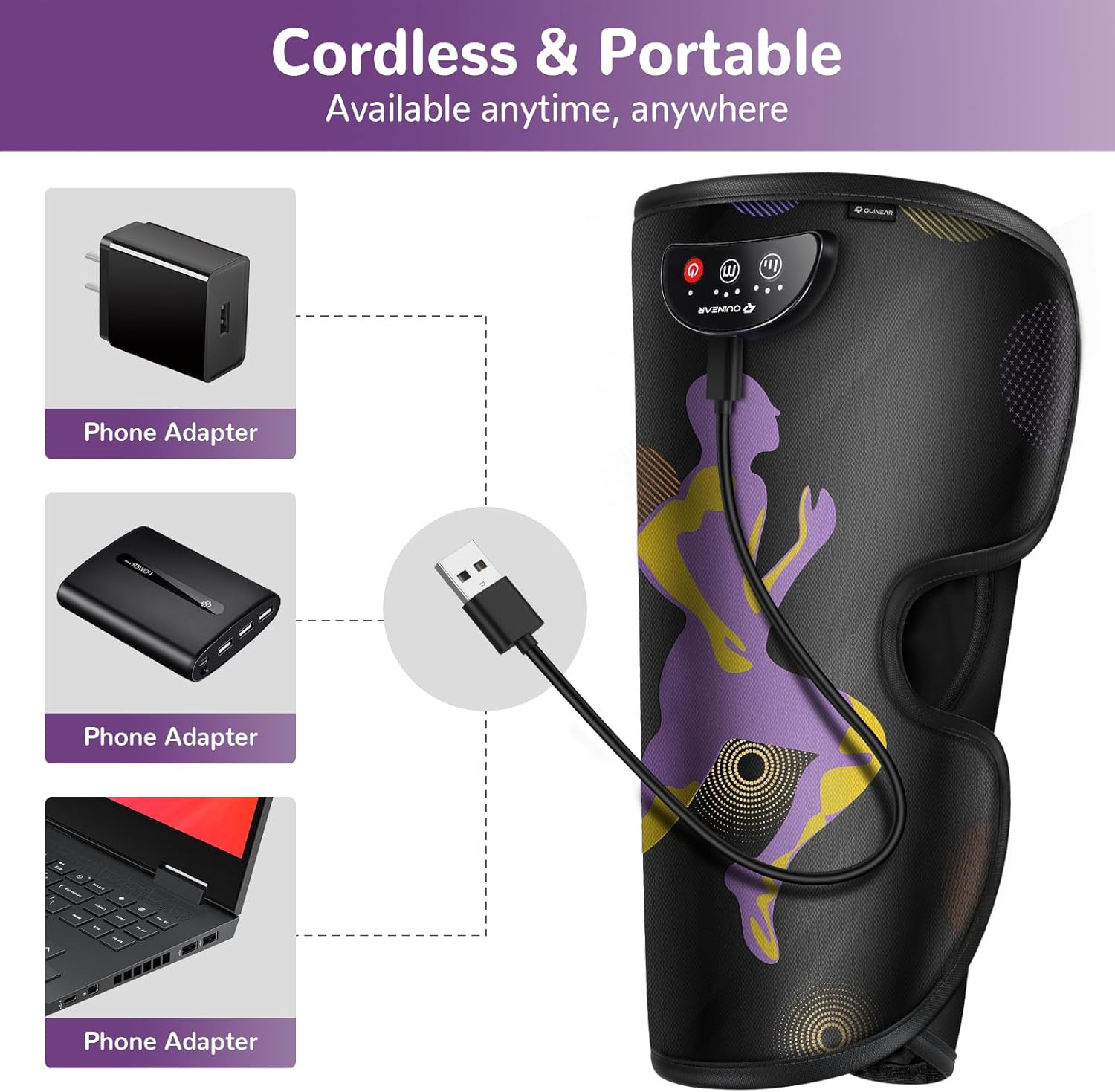 Rechargeable Leg Massager for Circulation and Pain Relief, Cordless Air Leg Comp