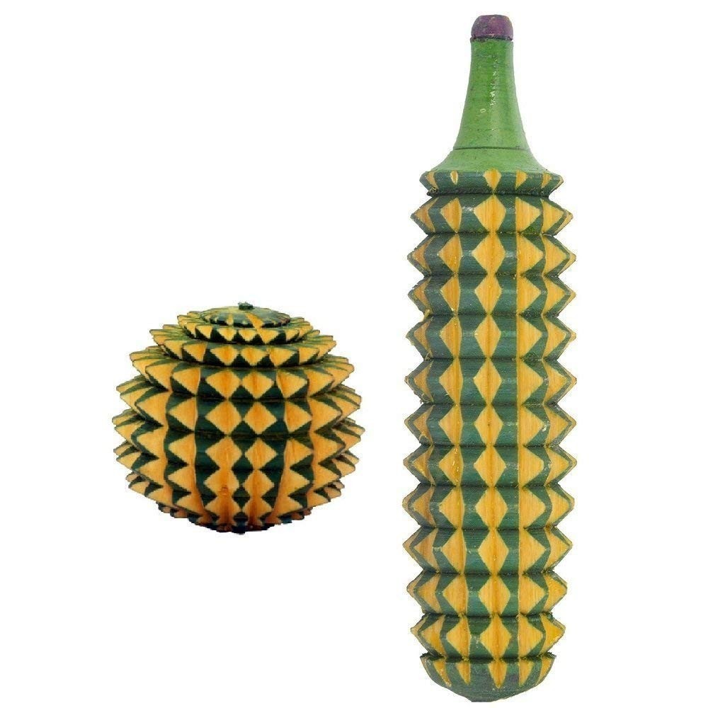 Acupressure Wooden Karela Ball Combo Hand Massager Wooden Roller Set of 2
