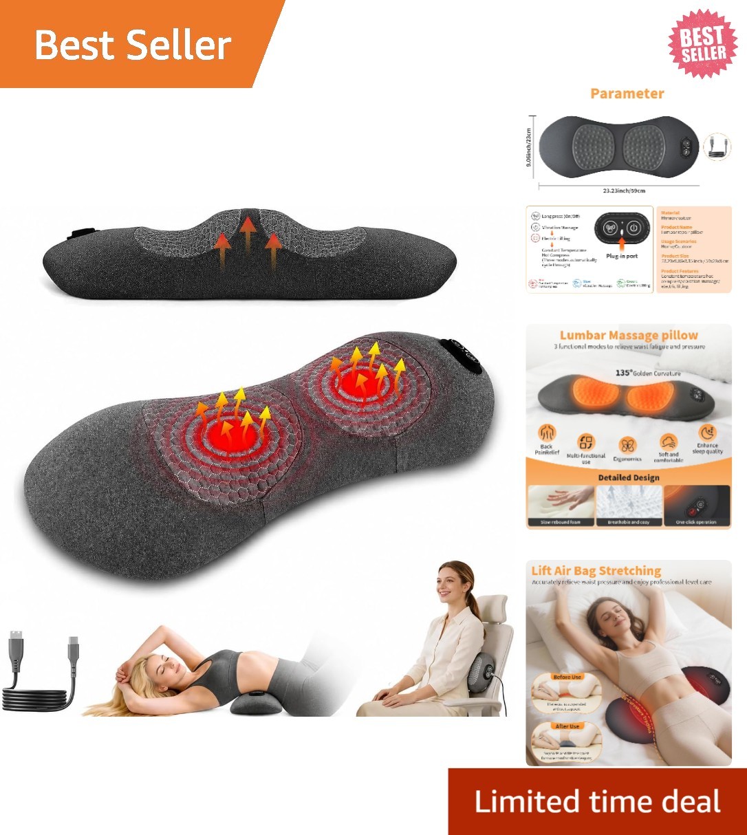 Therava 3-In-1 Back Massager Spine Triple Fusion Electric Back Massager
