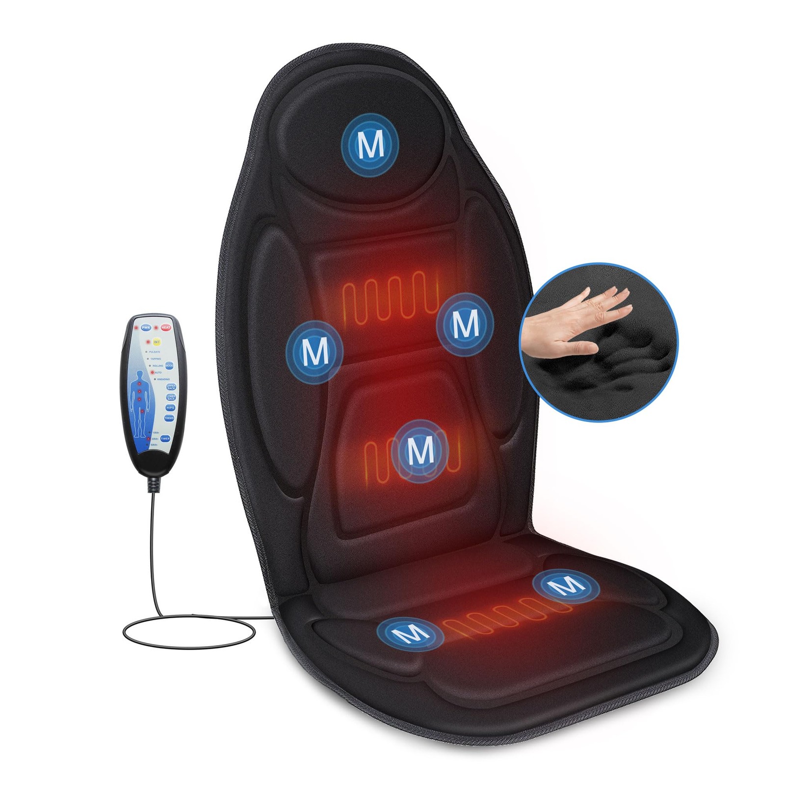 Snailax Vibration Back Massager with Heat, Massage Seat Cushion Dark Grey