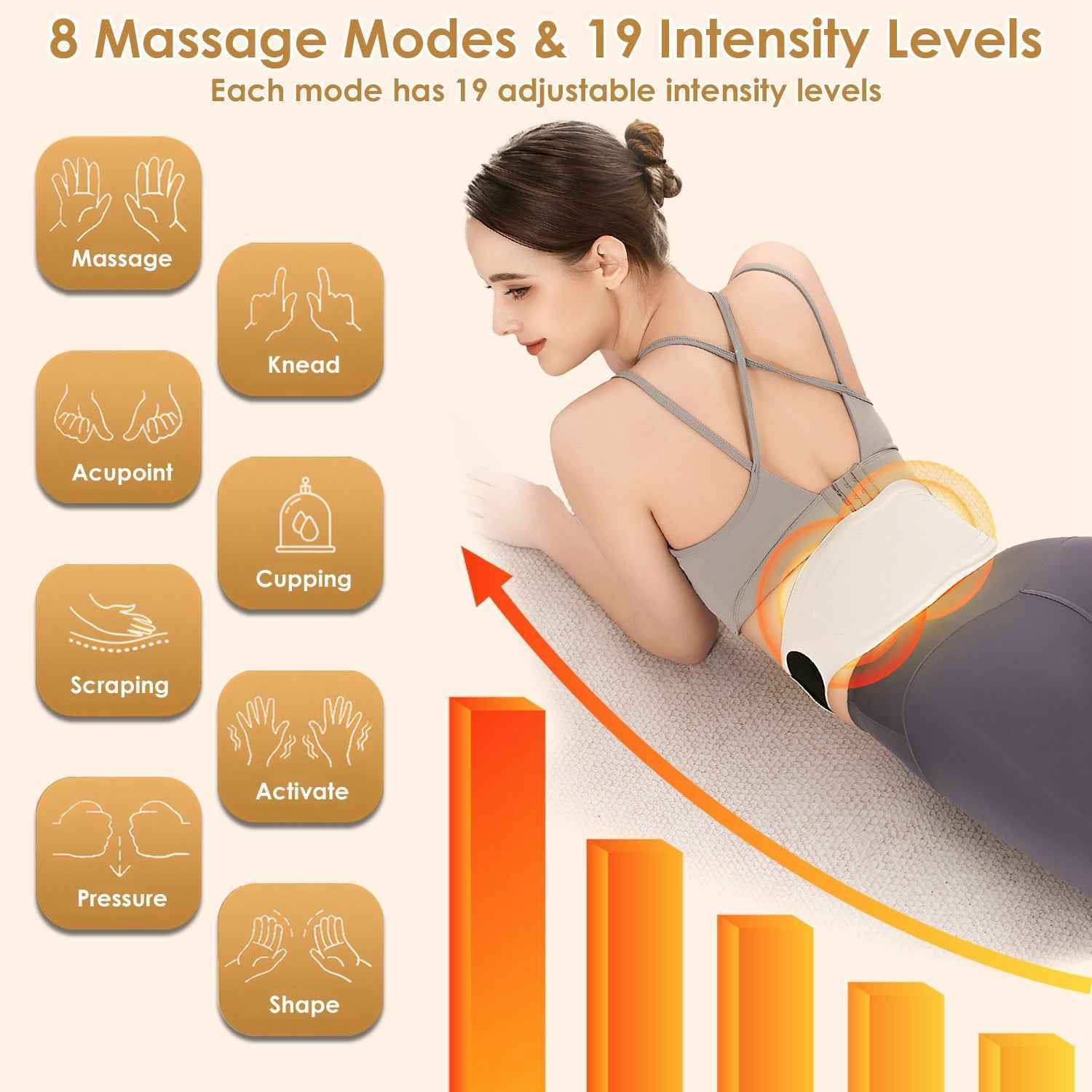 Cordless EMS Lower Back Massager – Thermal Heating Relaxation Pad