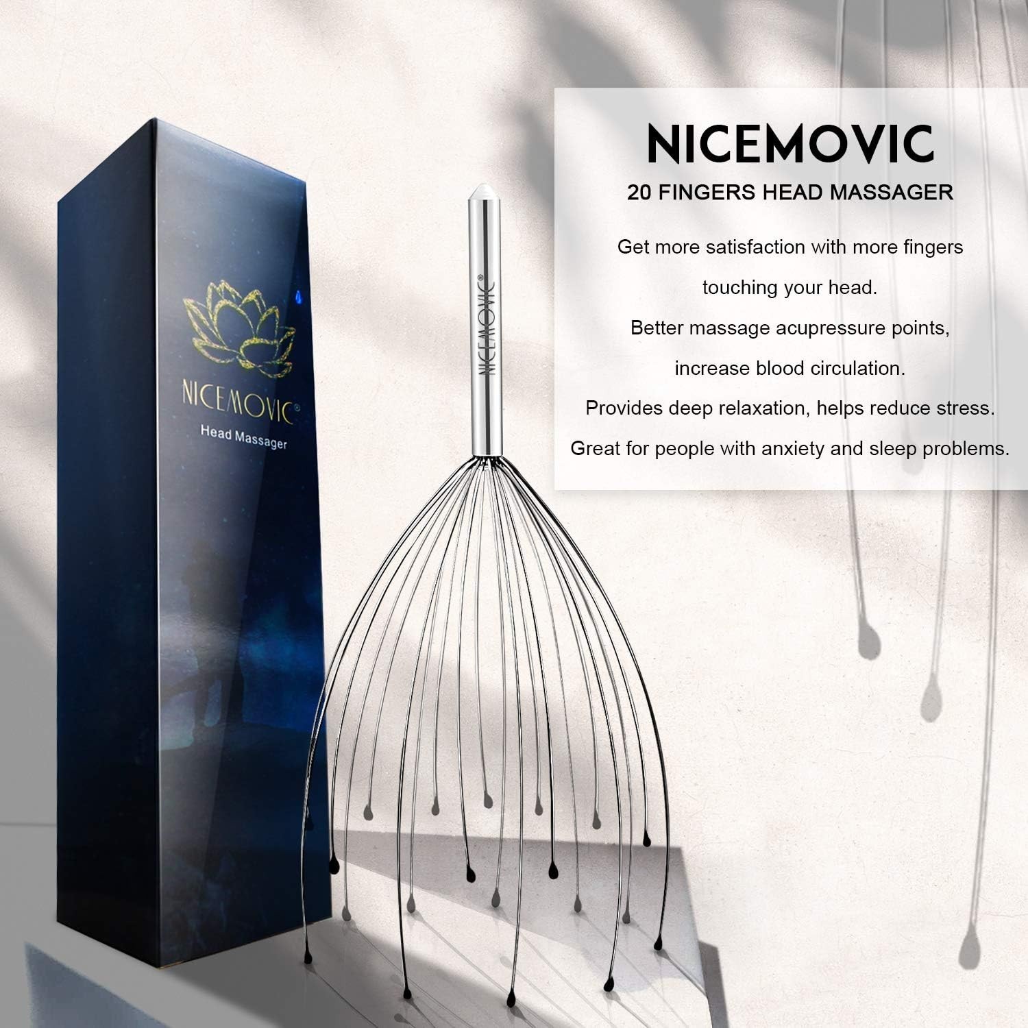 2 Pack Head Scalp Massager Stress Relief Gift Set Silver 20 Fingers Scratcher ✨