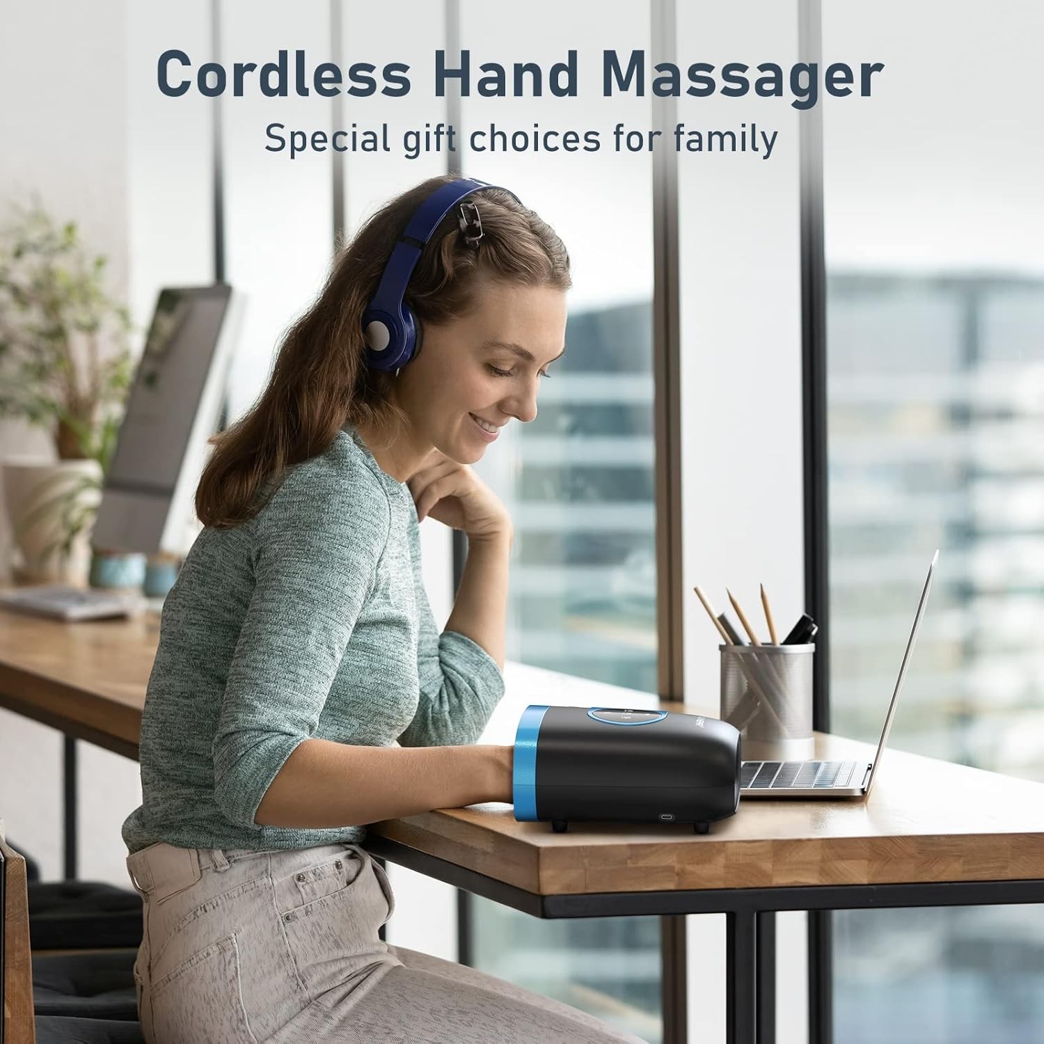 QUINEAR Hand Massager Cordless with Heat Compression Arthritis