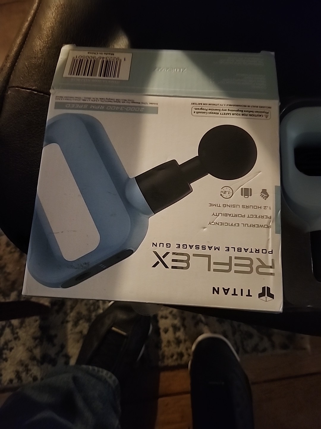 Titan reflex portable massage gun blue wireless rechargeable micro USB