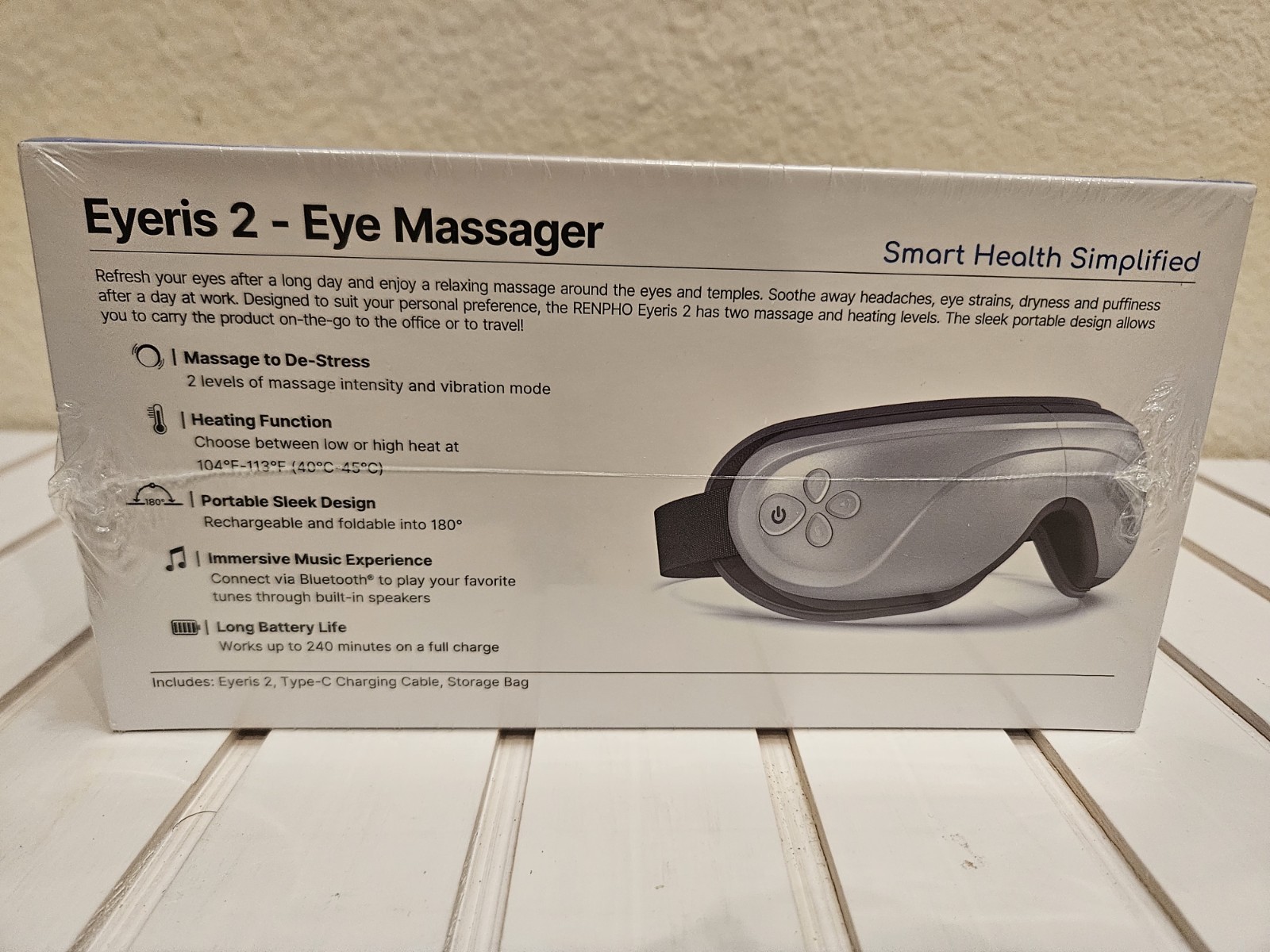 RENPHO Eyeris 2 Eye Massager Heat Vibration Music Long Battery Type-C NIB! 🔥