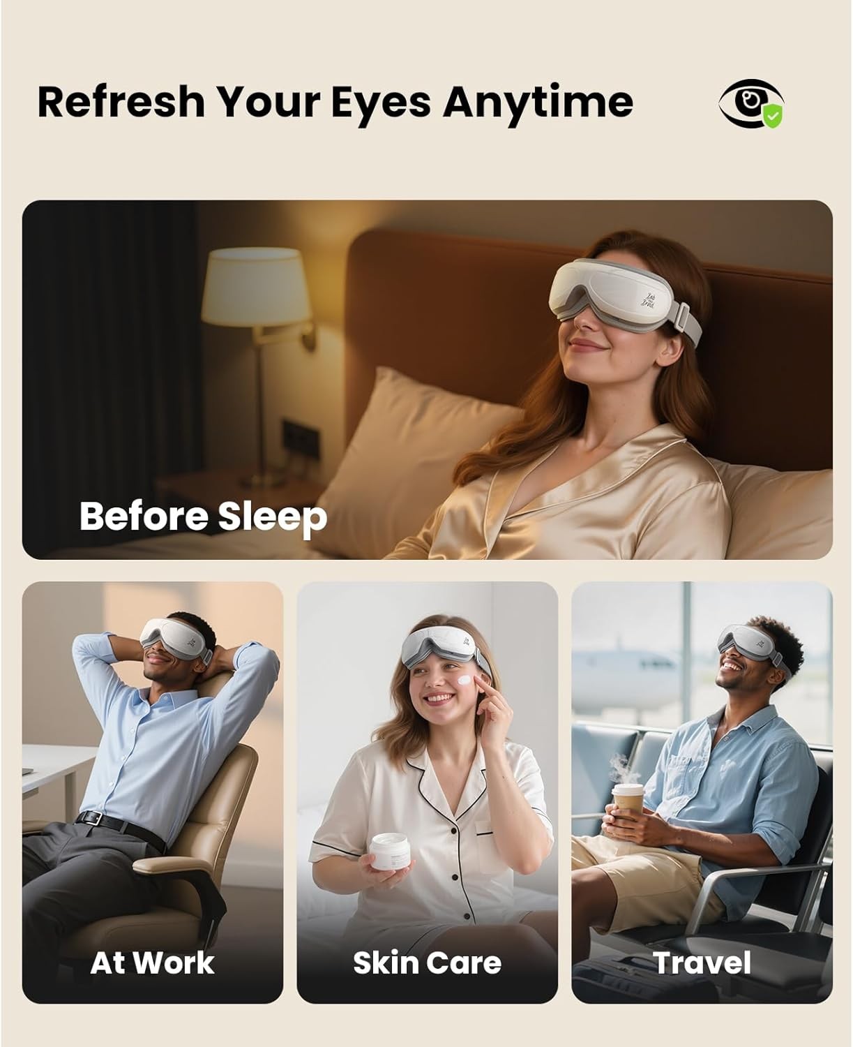 BOB AND BRAD Eye Massager Remote Smart Eye Mask for Dry Eye Relief Improve Sleep