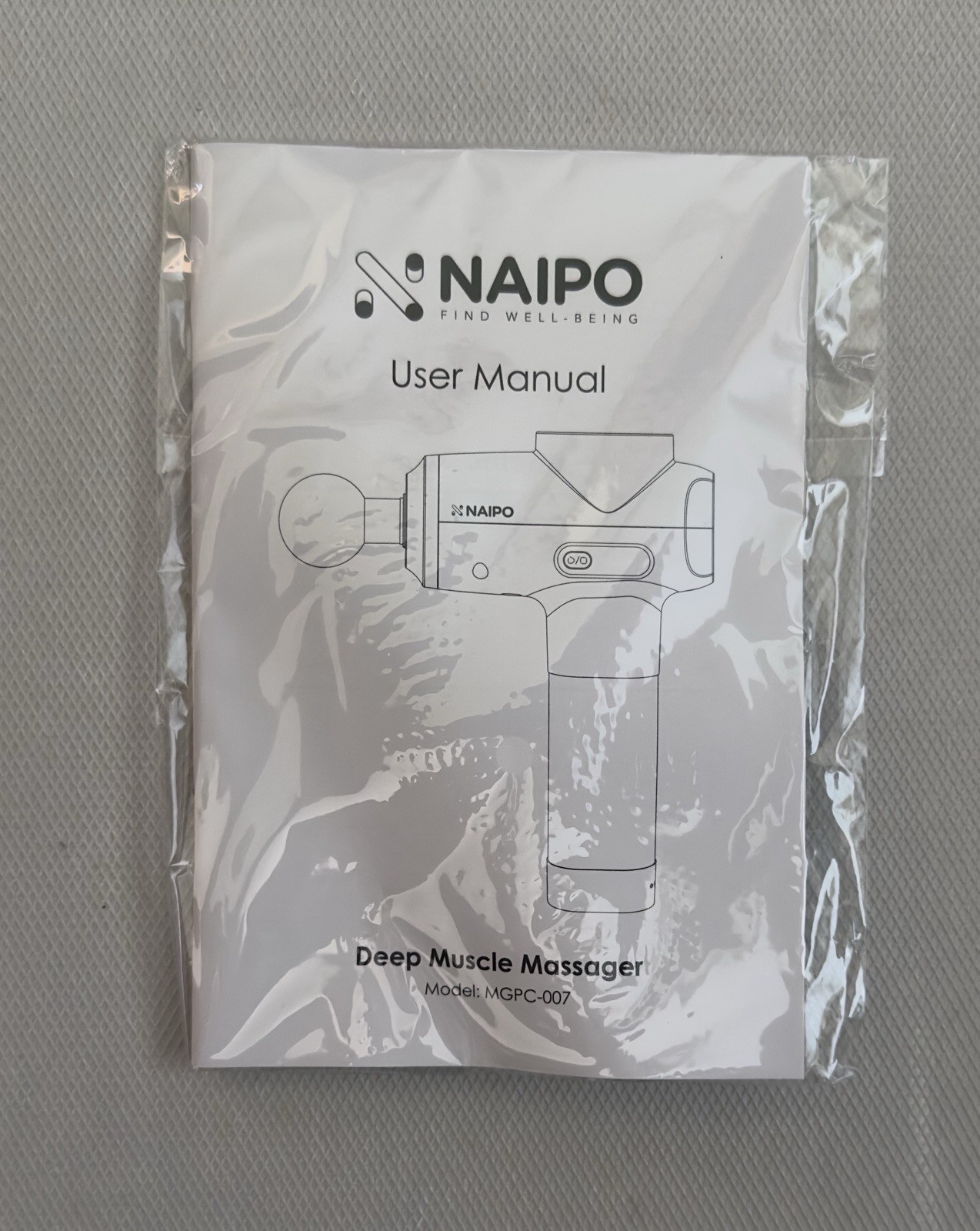 Naipo MGPC-007 Percussion Massage Gun – Open Box, | 5 Heads, Rechargeable, Case