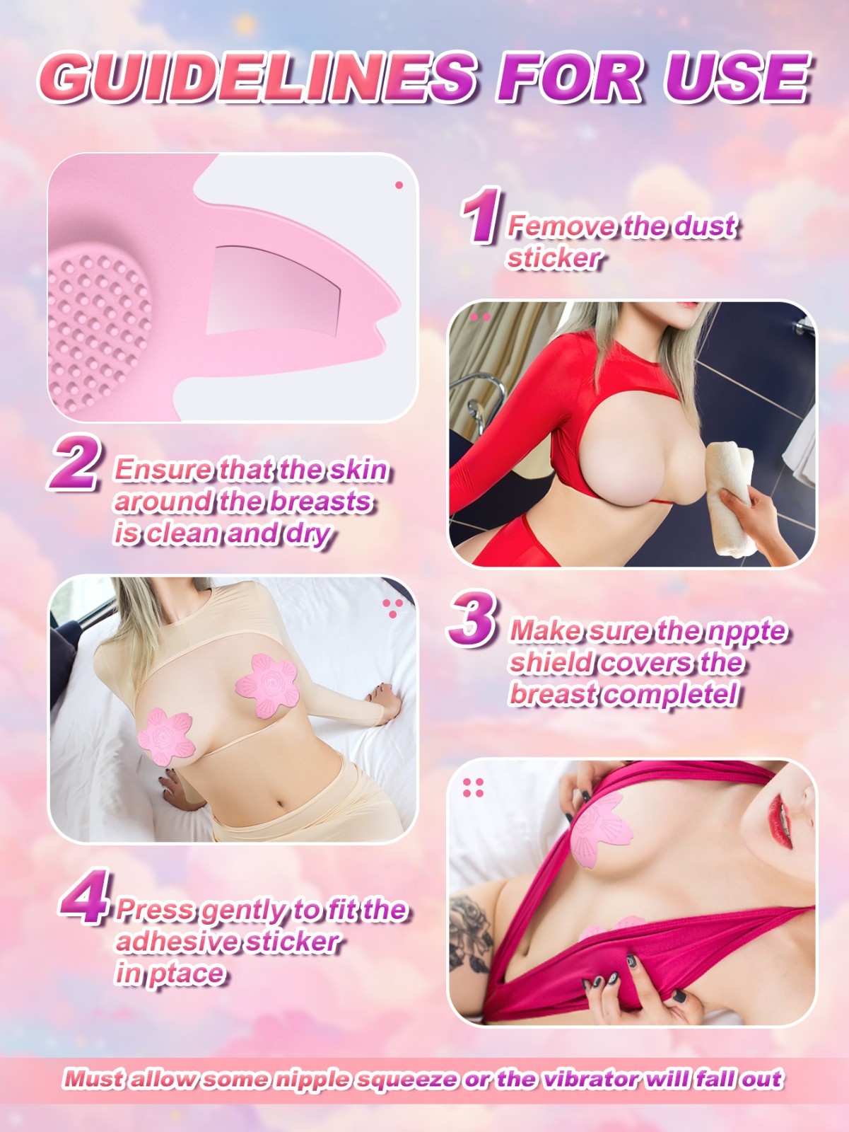 Electric Breast Massager Vibrating Bra Chest Cup Enlargement Enlarger 9 Modes