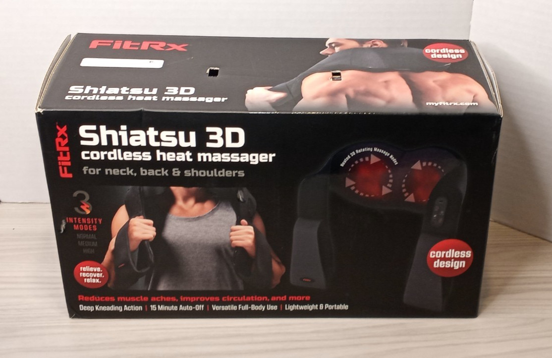 FitRx Shiatsu 3D Cordless Massager with Heat, Neck/Shoulders/Back New in Box