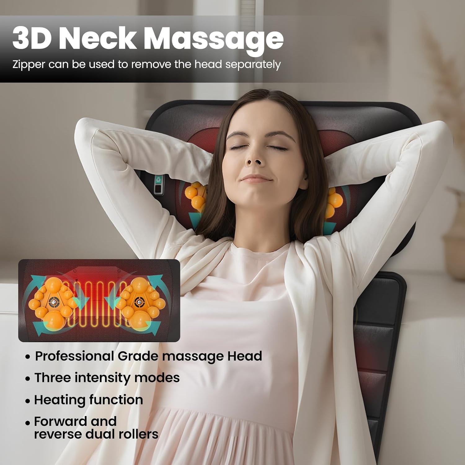 Massage-Mat, Detachable Neck Massager, Full Body Vibration Heating, Massage Pad