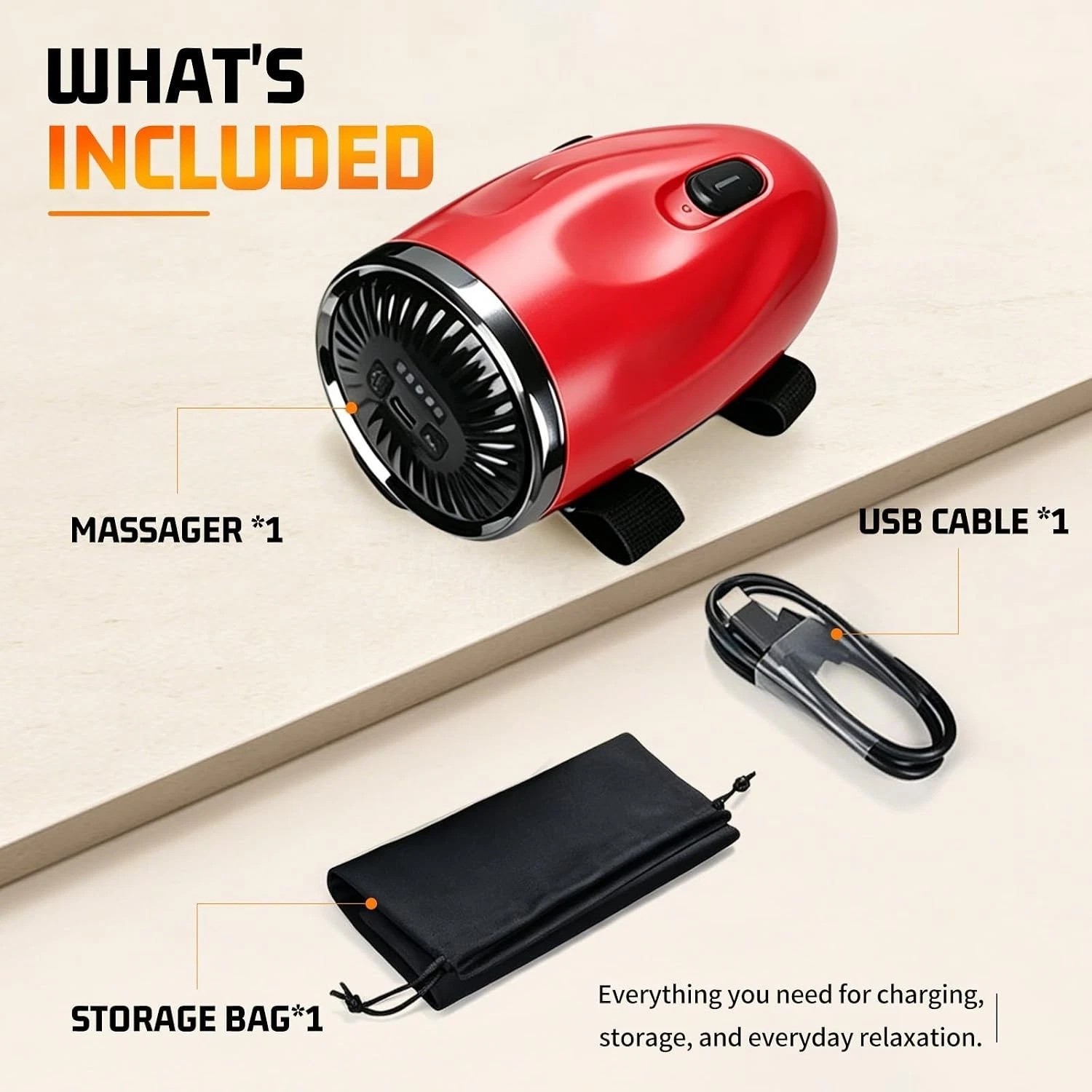 Cordless Professional Barber Handheld Massager – 5 Speeds, Red Relaxation Tool