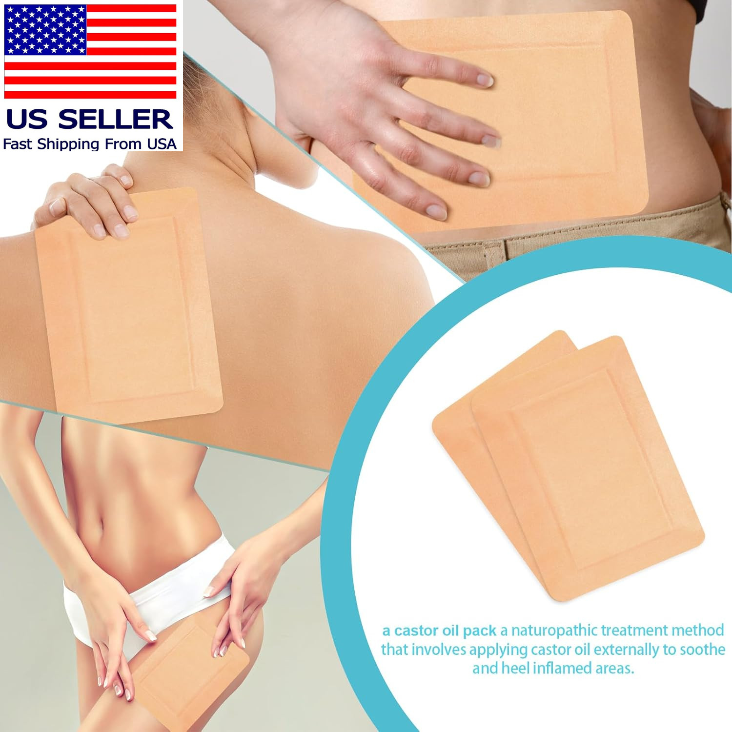 20Pcs Castor Oil Pack Wrap, Organic Cotton Castor Oil Pack Disposable for Castor