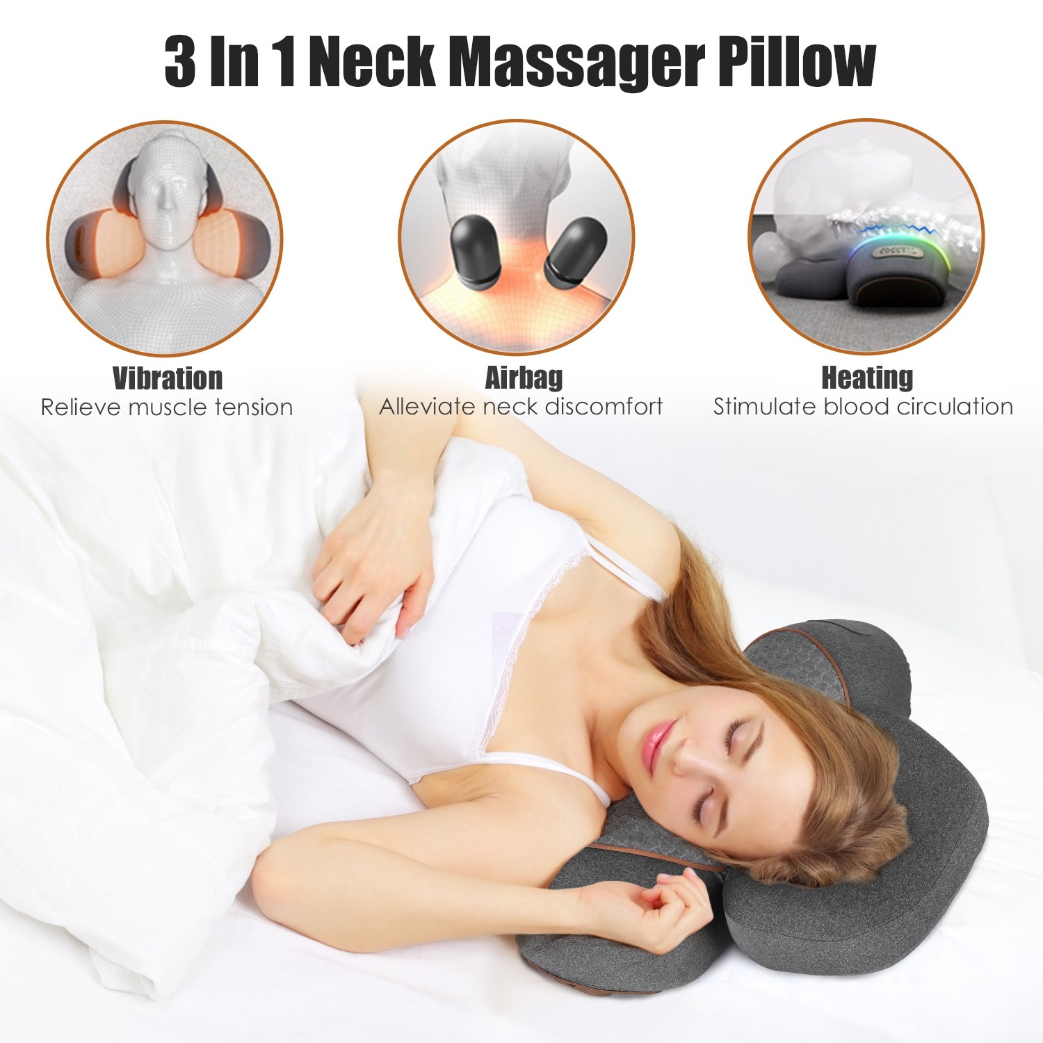Back Massager w/ Heat, Neck Back Massager for Deep Tissue