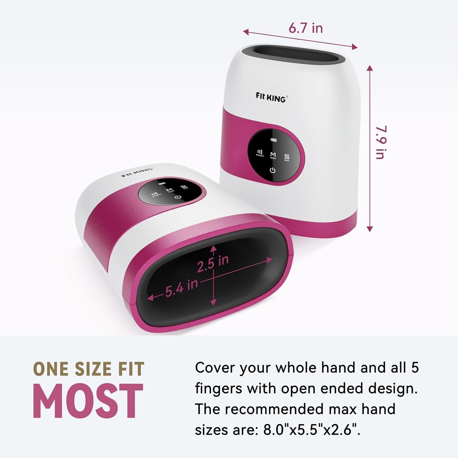 Fit King Hand Massager Heat Circulation Cordless Rose Red Pink White New Sealed