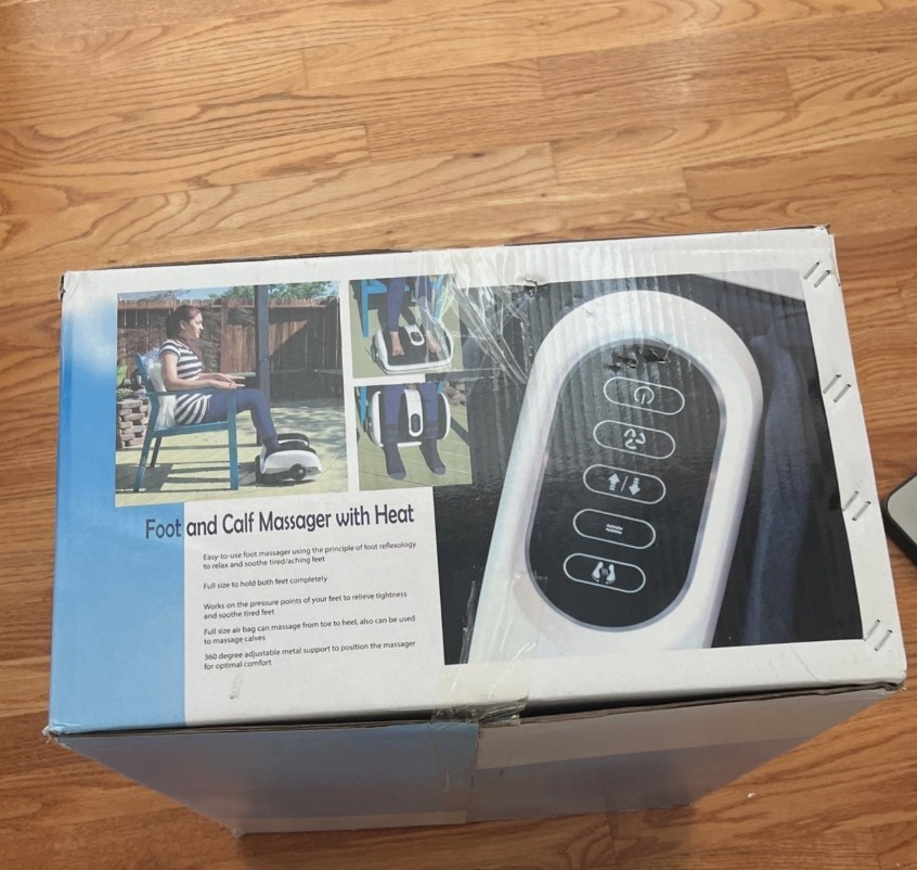 Foot and Calf Massager with Heat Adjustable by Cloud Massage White.