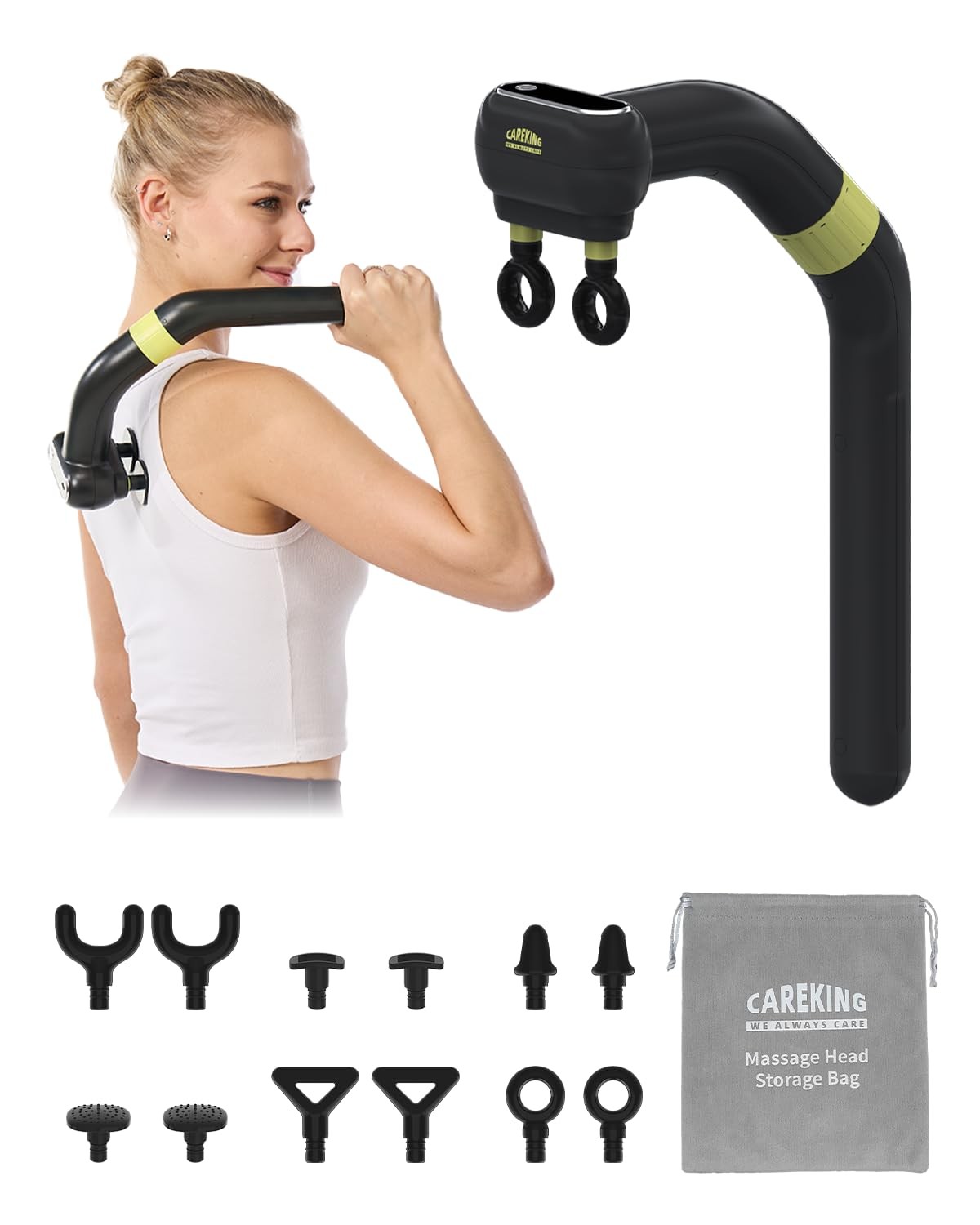 3 in 1 Detachable Deep Tissue Massage Gun Ergonomic Extension Back Massager