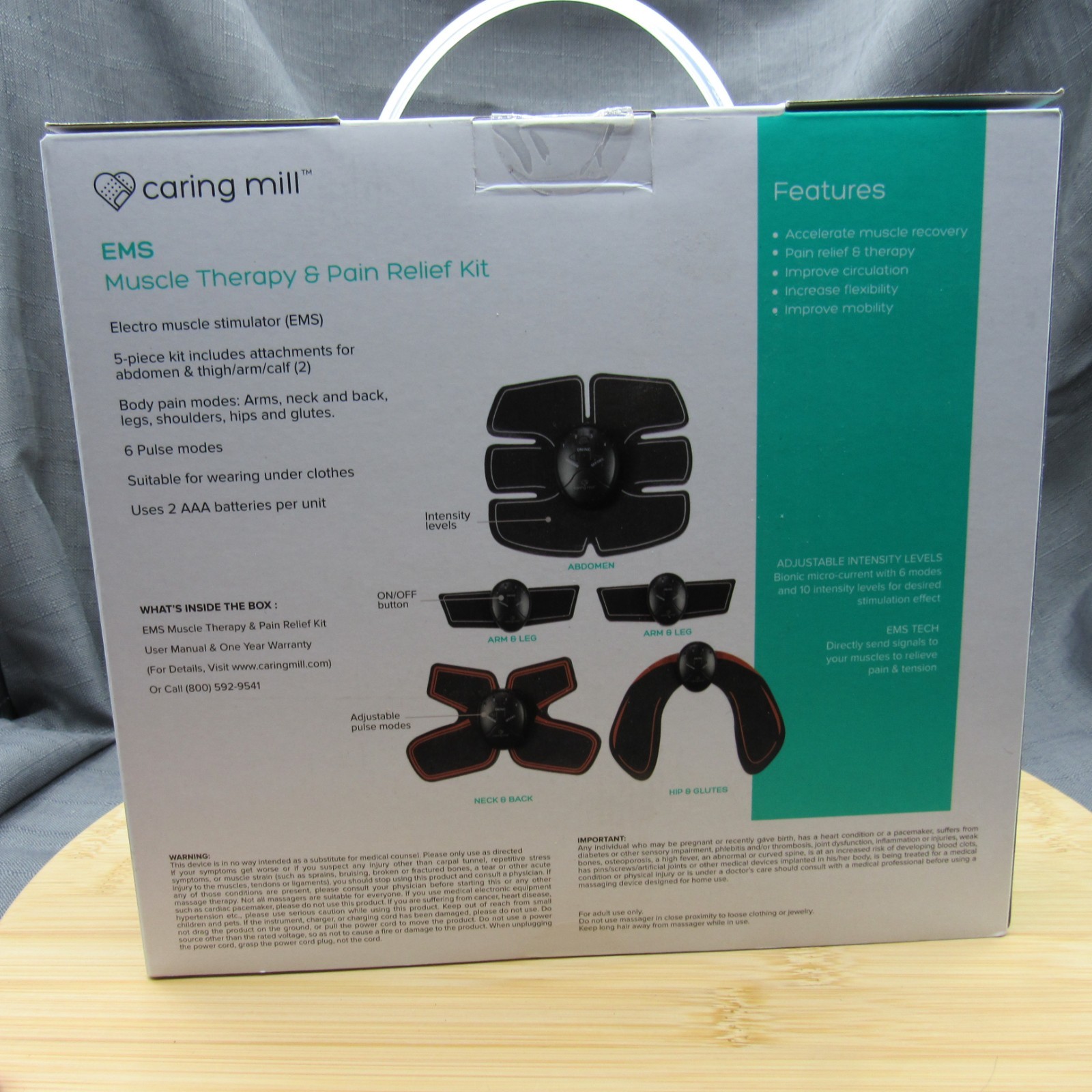 Caring Mill by Aura EMS Muscle Therapy & Pain Relief Kit New Sealed