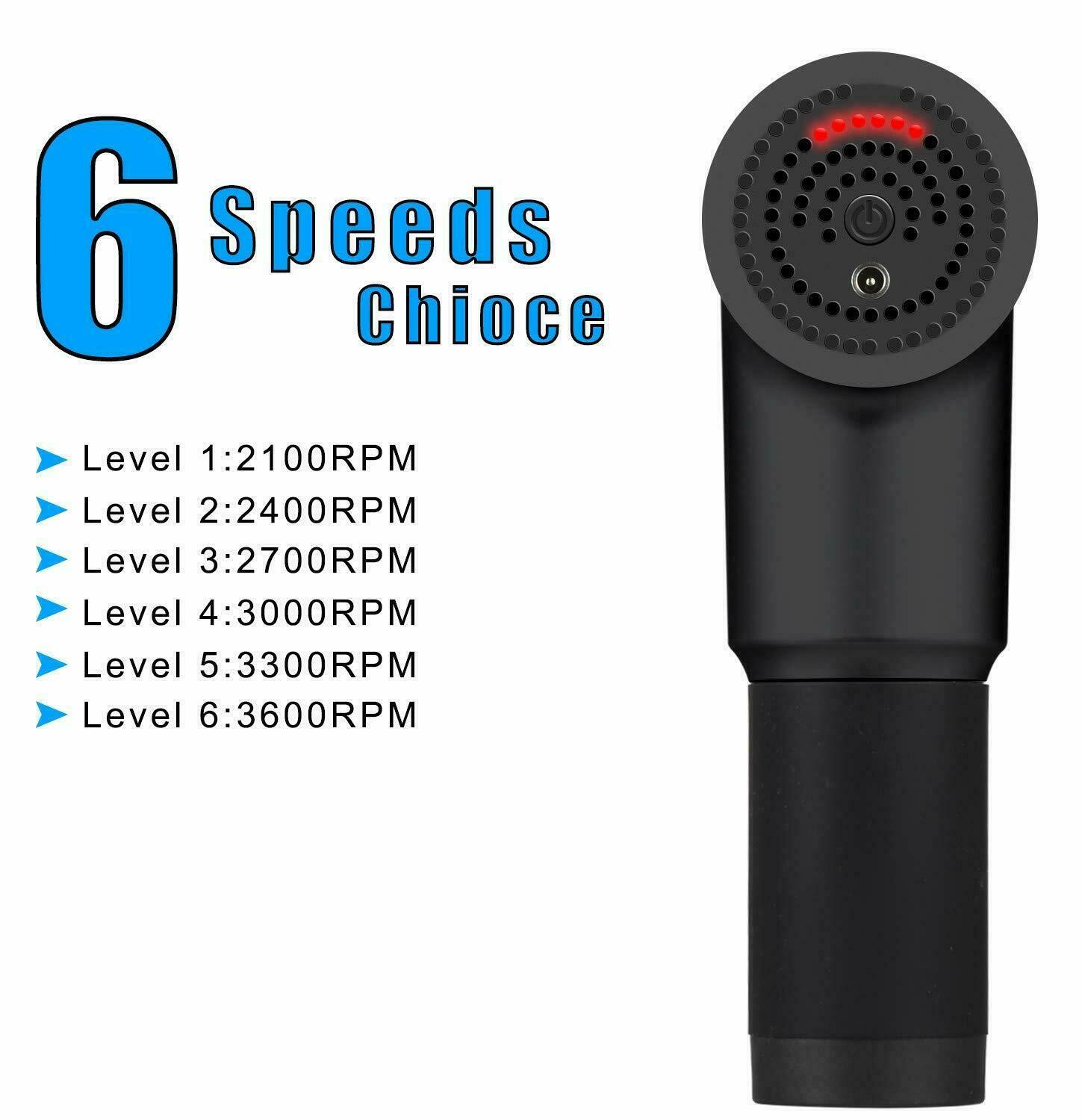Fitness Gun 6 Speed 4 Heads Massage Gun Massager Muscle Vibrating Relaxing