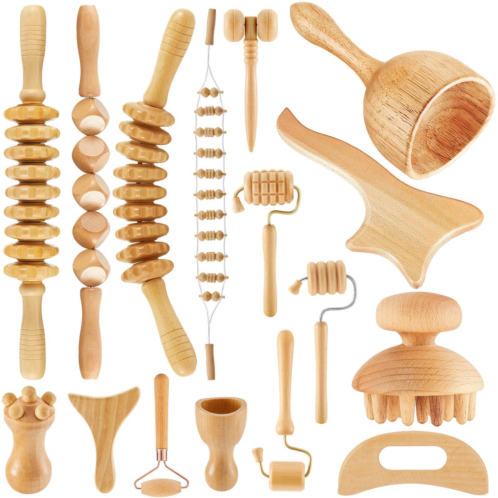 16-in-1 Wood Therapy Massage Tools Set Maderoterapia As Shown in the Pictures